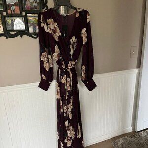 NWT Fashion Nova Maxi Dress XL Park Ave Floral Surplice V Neck Plum Purple